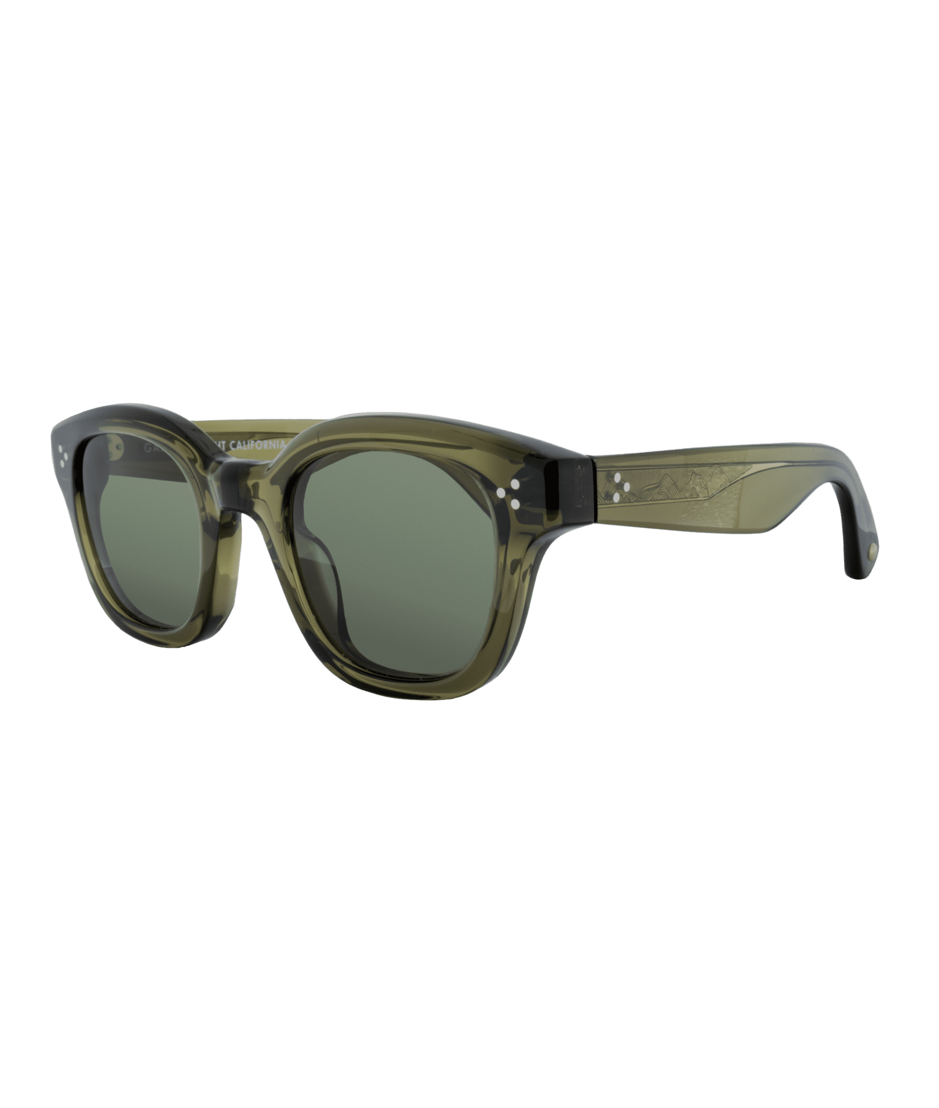 This frame reimagines a classic shape with thick edges, rounded beveling, a vintage-inspired browline, and a distinctive mountain filigree that adds a unique touch.