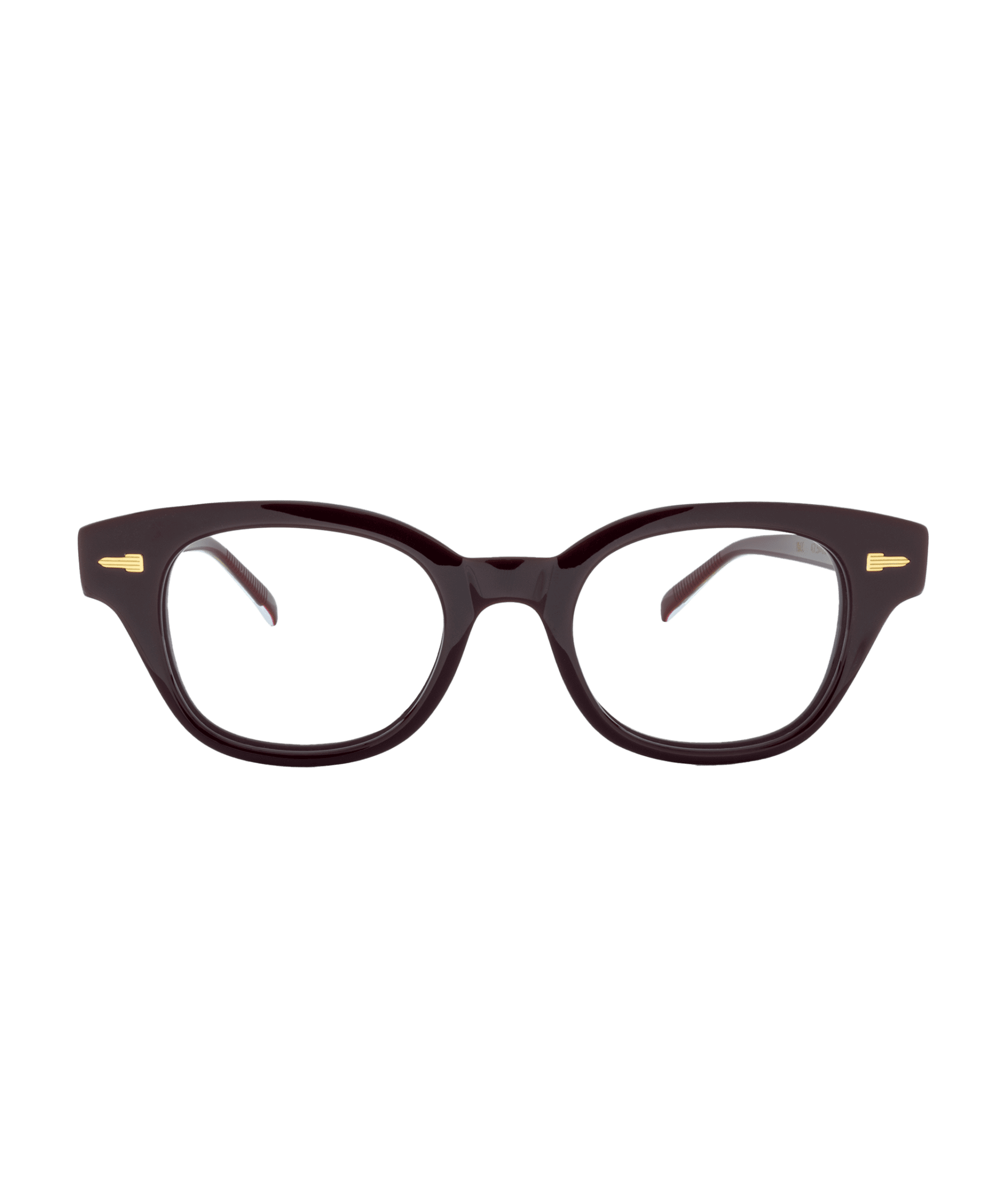 The 1154 by Vu lunetterie à Montréal is a pair of black rectangular eyeglasses with slightly rounded edges and gold temple accents, shown on a plain white background.