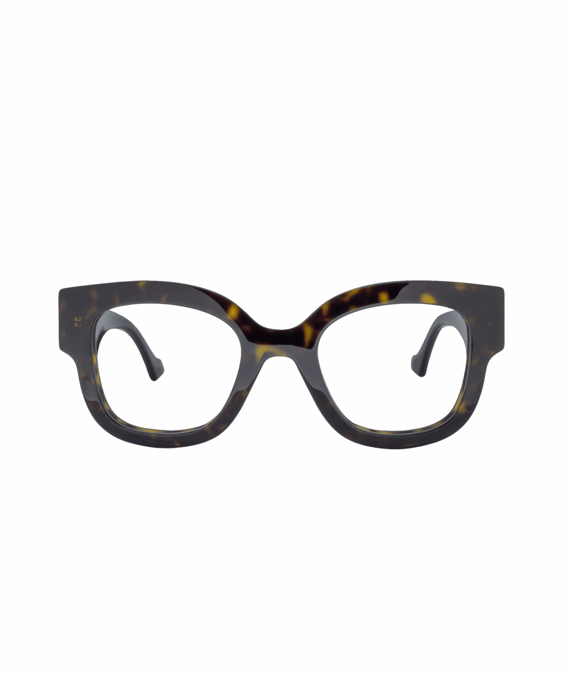 The Vu 1423 cat-eye eyeglasses feature a dark tortoiseshell frame and are shown facing forward on a plain white background.