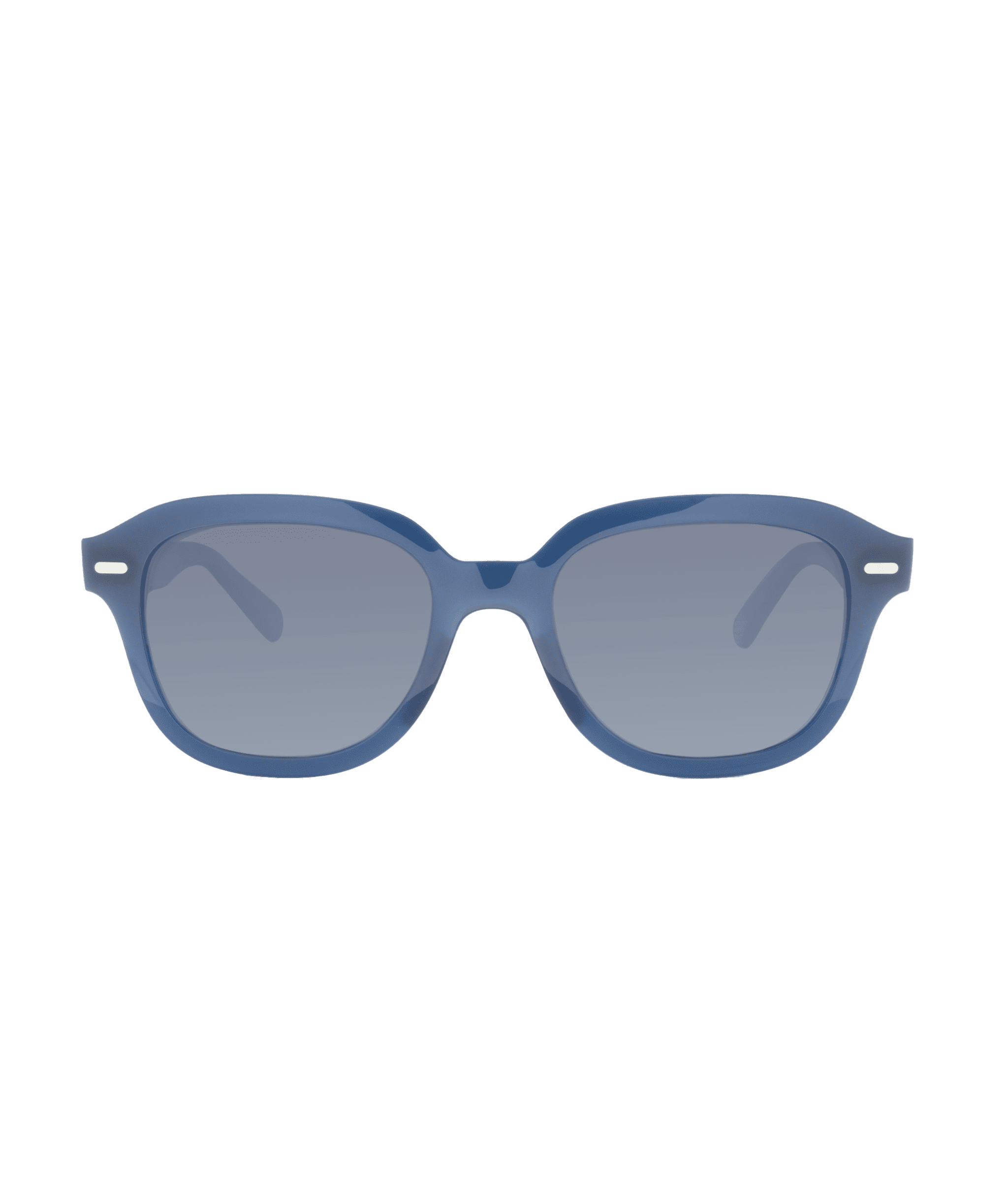 La lunetterie VU à Montréal presents model 4398: blue plastic sunglasses with a matte finish and rounded rectangular lenses, shown against a plain white background.