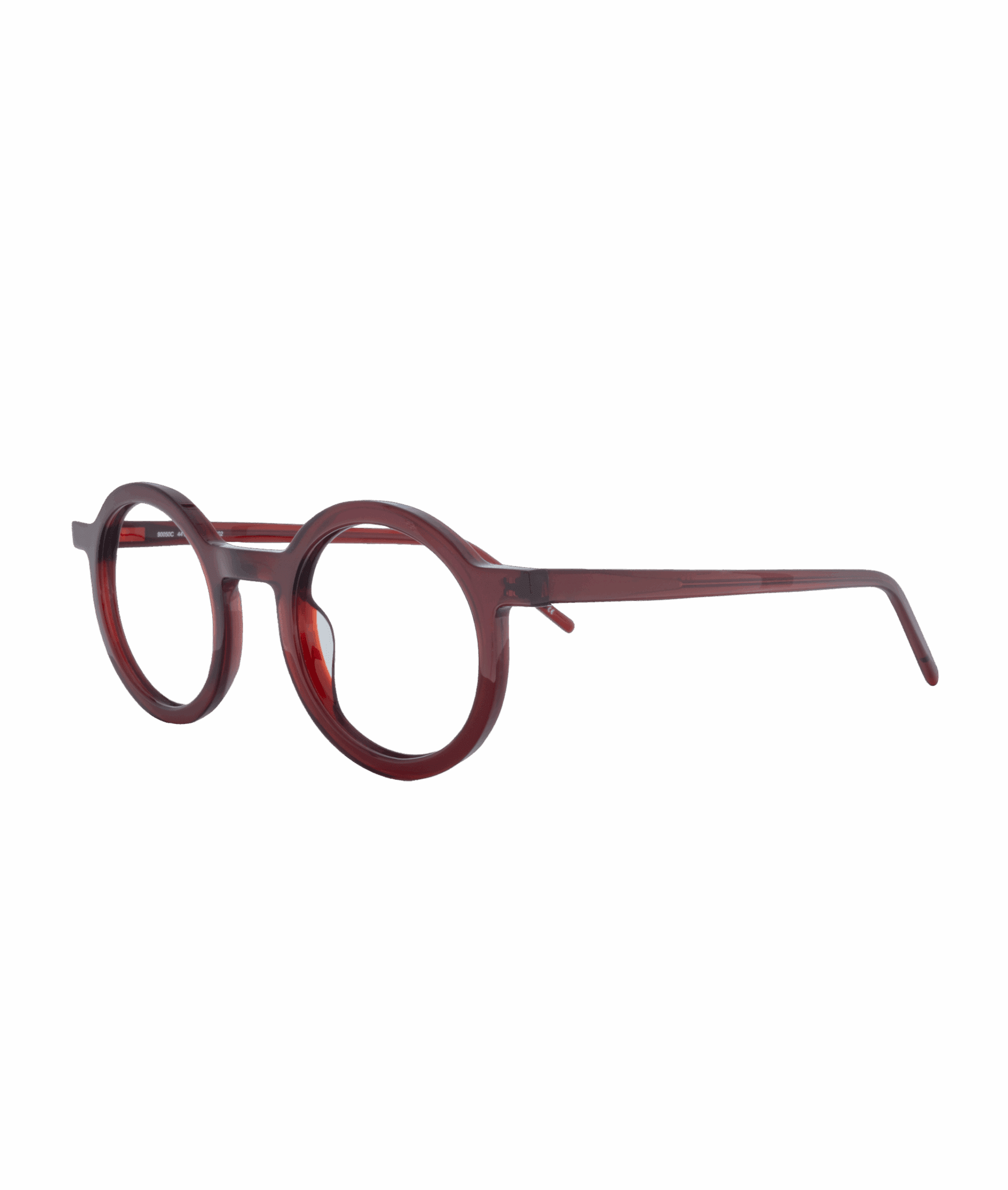This frame is a bold and timeless style statement, designed for those who want to stand out with elegance. Featuring a vibrant red hue and a very rounded shape, this unisex frame perfectly blends daring and refinement. The dynamic and passionate red is enhanced by subtle accents, creating an energetic silhouette.