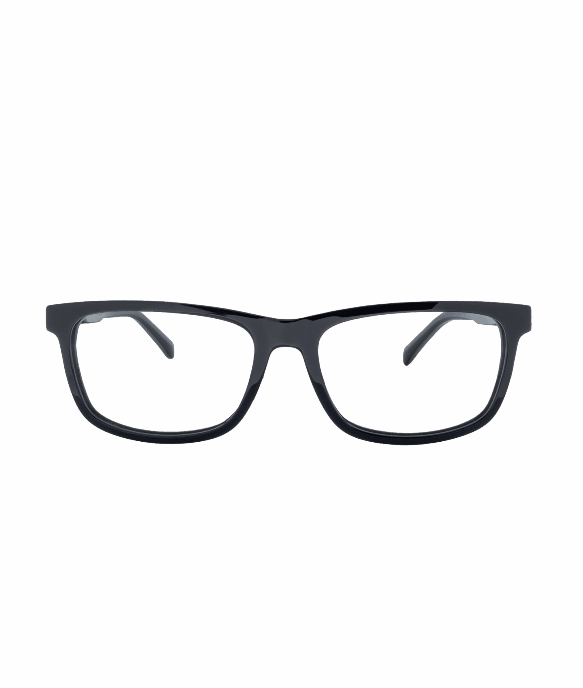 The B08VD is a pair of black rectangular eyeglasses with a simple, classic frame from La lunetterie VU à Montréal, shown against a plain white background.
