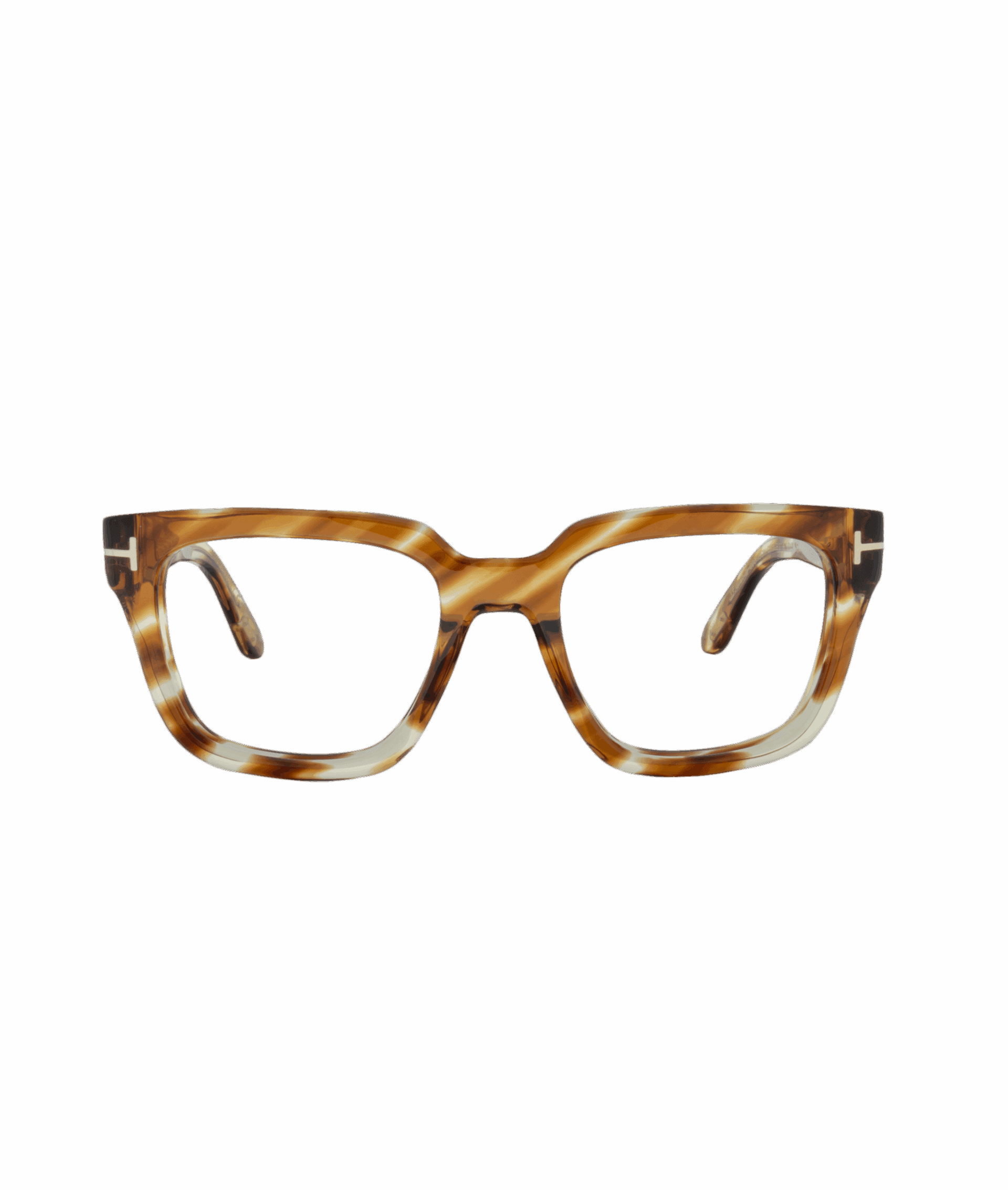 FT16027-B rectangular eyeglasses with thick tortoiseshell frames and silver corner detailing, from La lunetterie VU à Montréal, displayed on a white background.