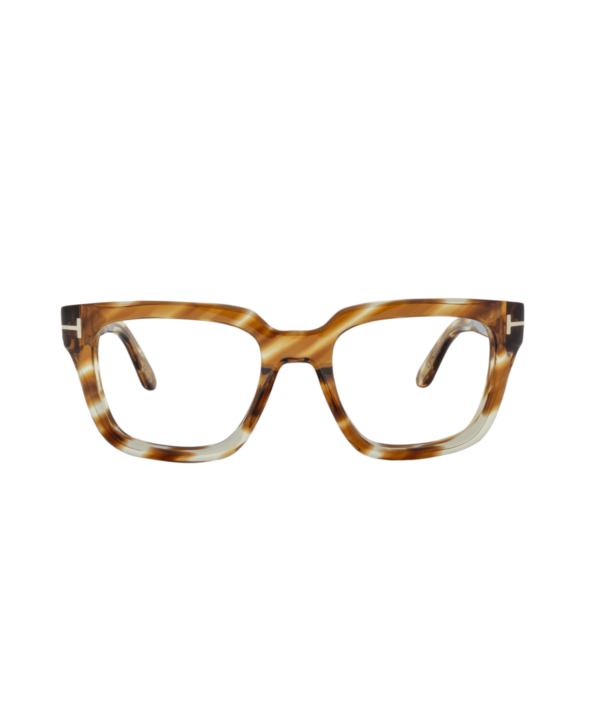 FT16027-B rectangular eyeglasses with thick tortoiseshell frames and silver corner detailing, from La lunetterie VU à Montréal, displayed on a white background.