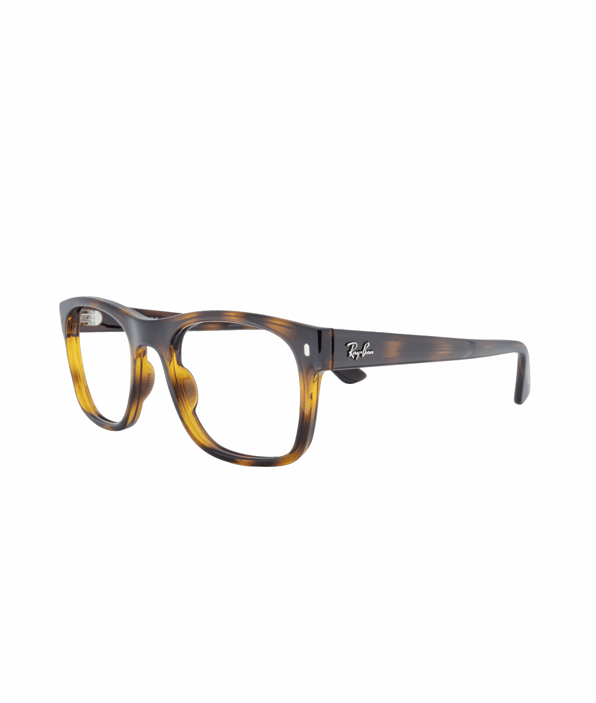 This Ray-Ban frame showcases a modern and clean style with its slightly rounded rectangular shape, offering the perfect balance between seriousness and relaxation. Made from acetate, it features a subtle matte black finish that accentuates its understated elegance. The slim, sturdy temples are adorned with the iconic Ray-Ban logo, adding a touch of distinction.