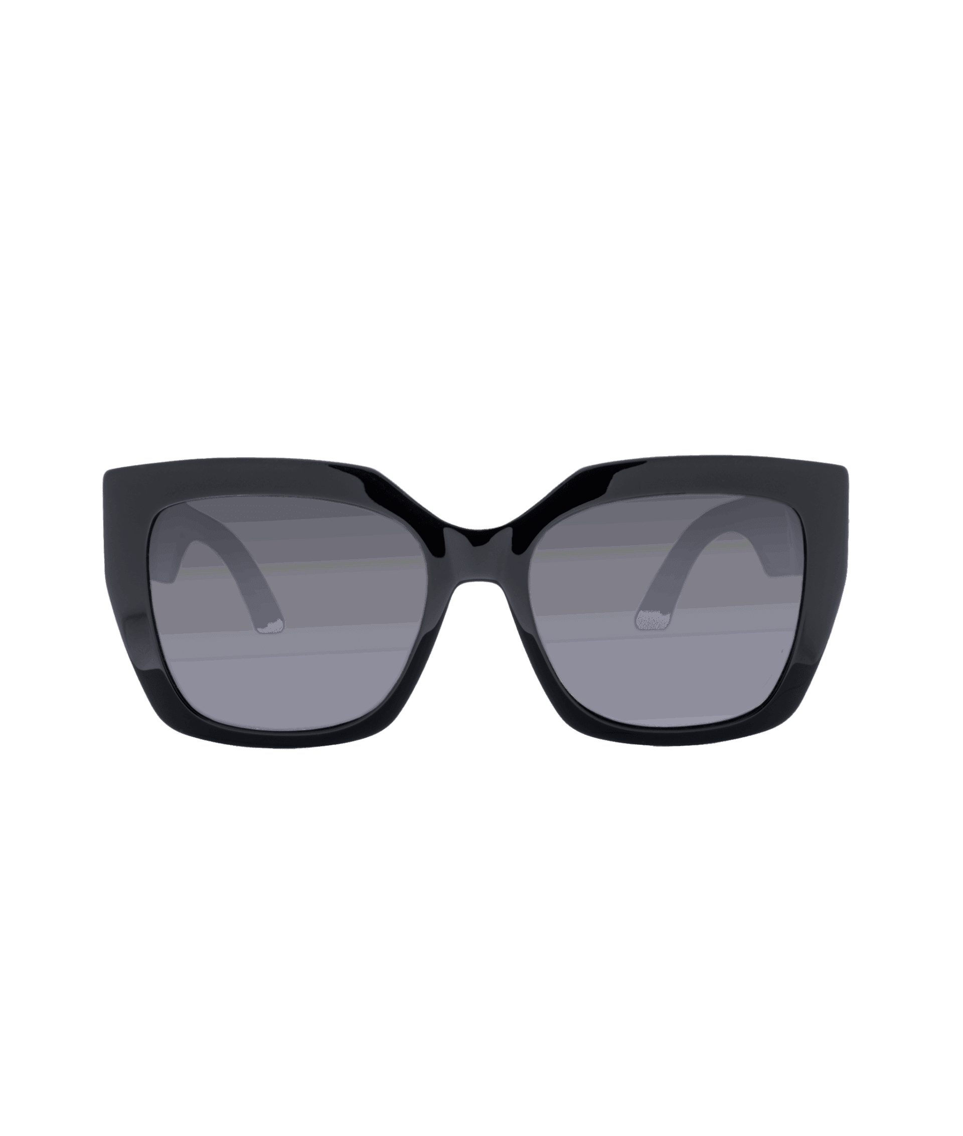 Front view of black, square-shaped sunglasses with thick frames and dark gradient lenses, displayed on a plain white background. Discover this stylish pair exclusively at La lunetterie VU à Montréal.