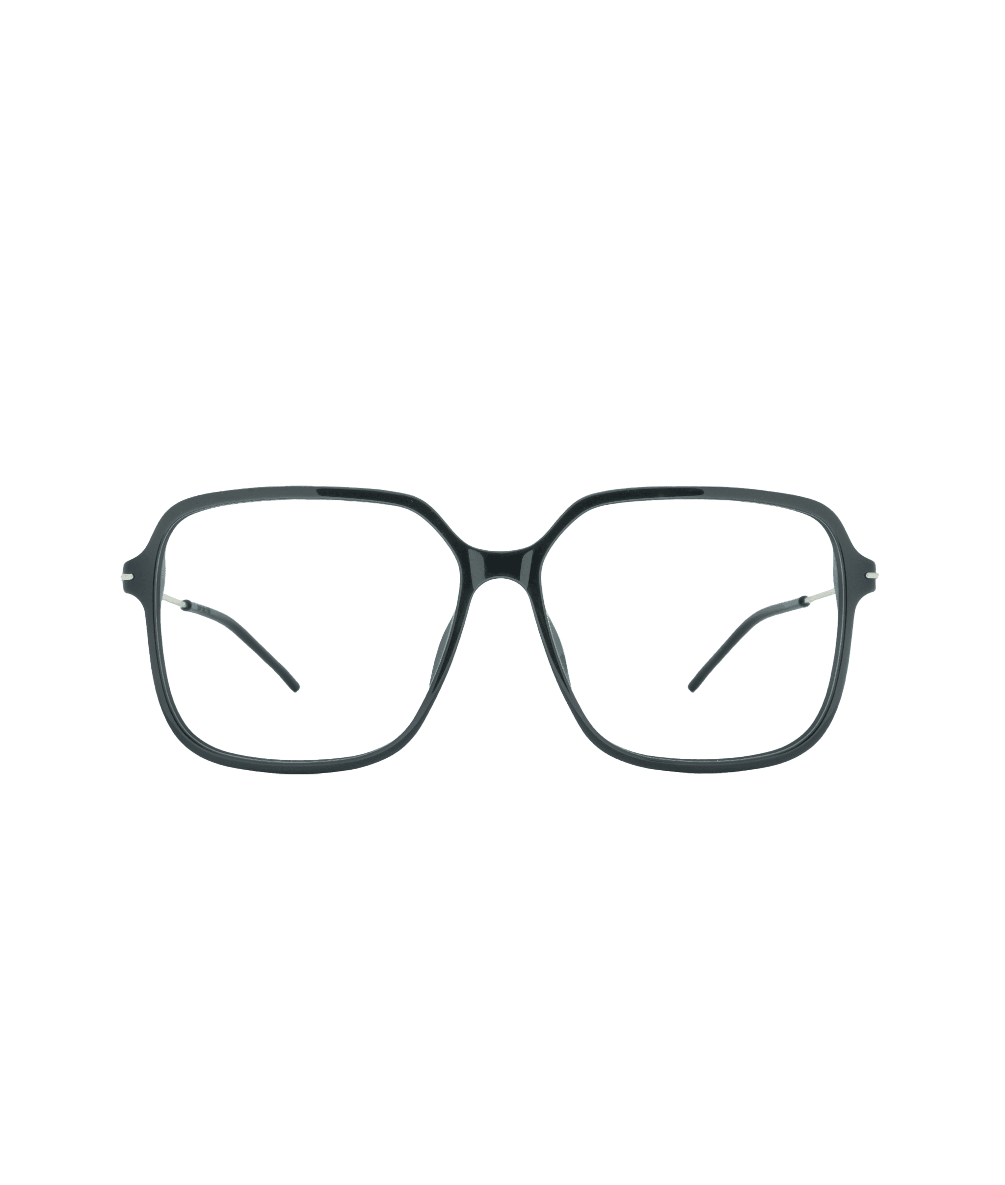 Black rectangular eyeglasses with thin frames, shown from the front on a plain white background.
